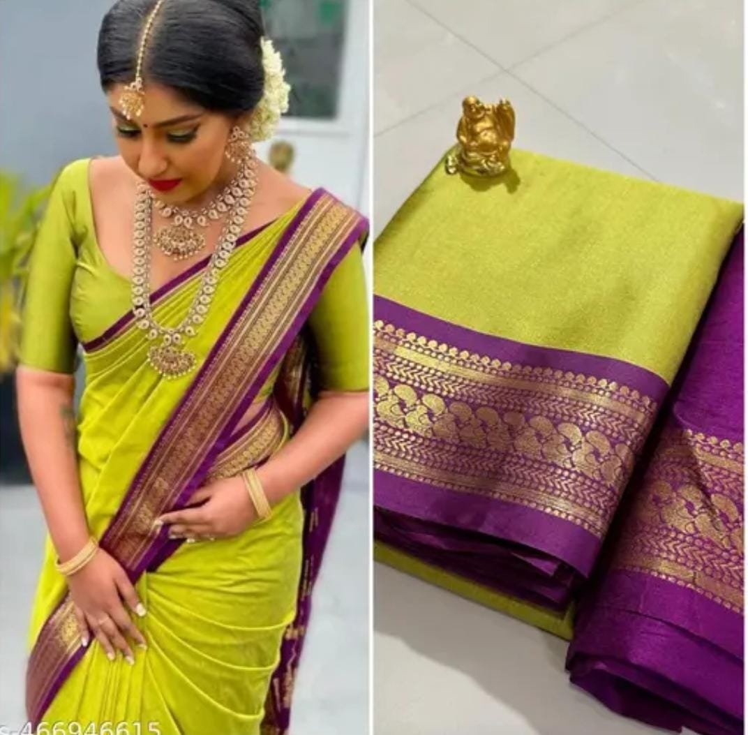 Traditional Design Paithani Sico Silk Saree with running blouse piece